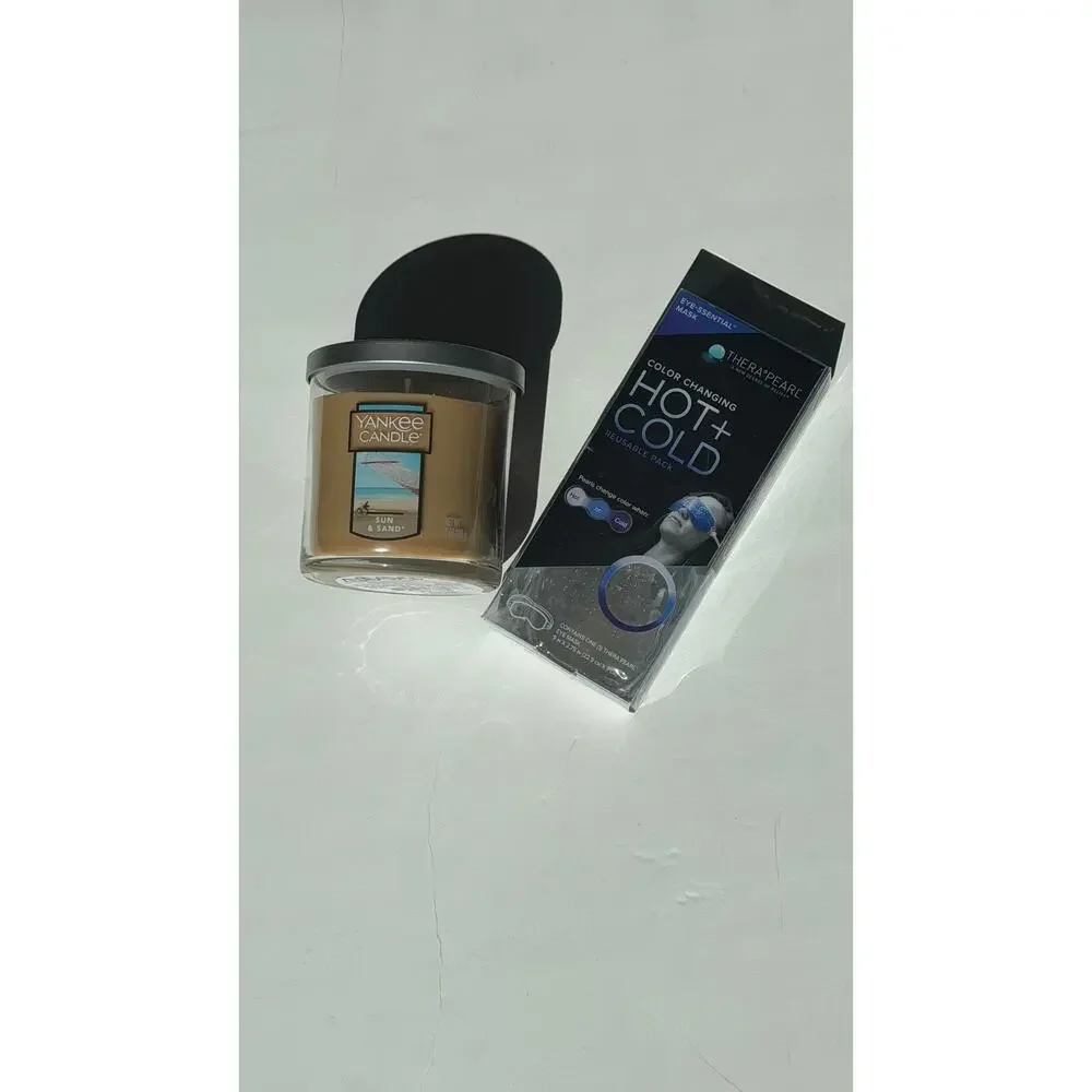 Luxury Set: Yankee Candle Sun & Sand and TheraPearl Hot/Cold Eye Mask